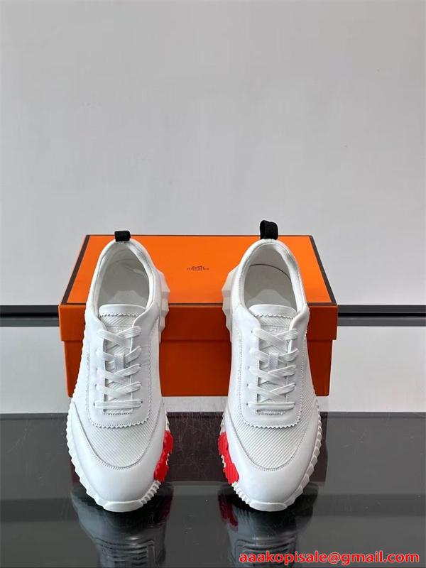スニーカー メンズ 軽量設計 HERMES 通気メッシュ 厚底ソール エルメス コピー クッション性