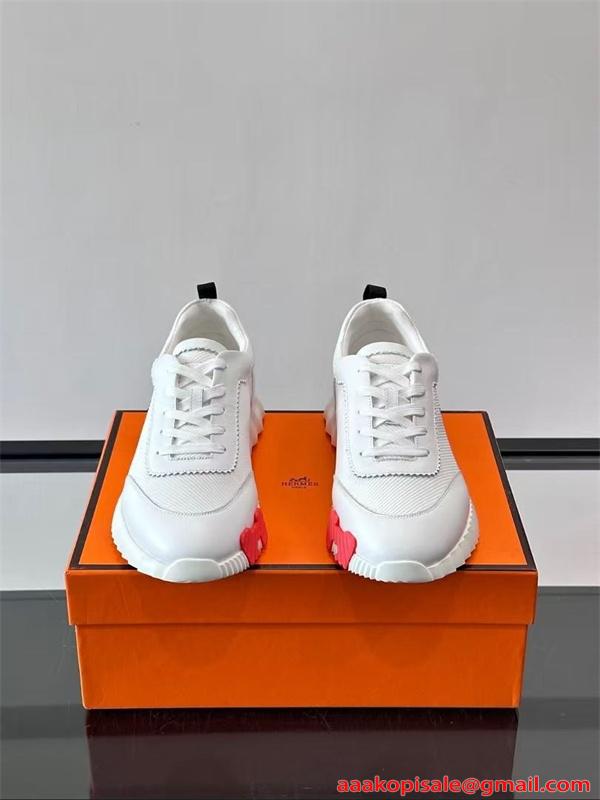 スニーカー メンズ 軽量設計 HERMES 通気メッシュ 厚底ソール エルメス コピー クッション性