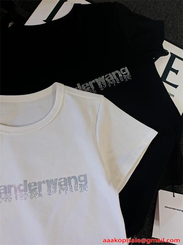 Alexander wang 半袖Tシャツ ロゴプリント アレキサンダーワン コピー スリムフィット ストリート 夏定番