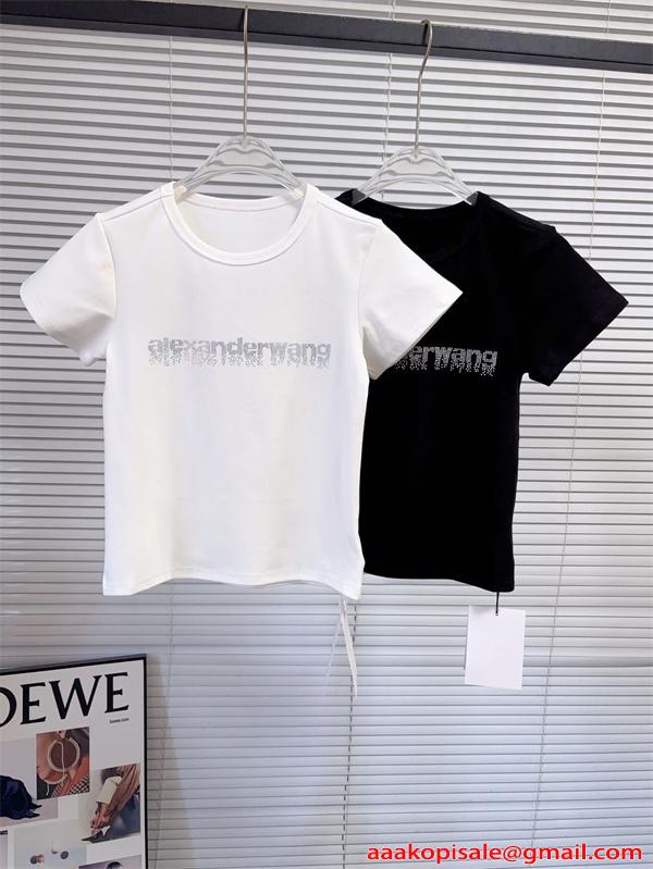 Alexander wang 半袖Tシャツ ロゴプリント アレキサンダーワン コピー スリムフィット ストリート 夏定番