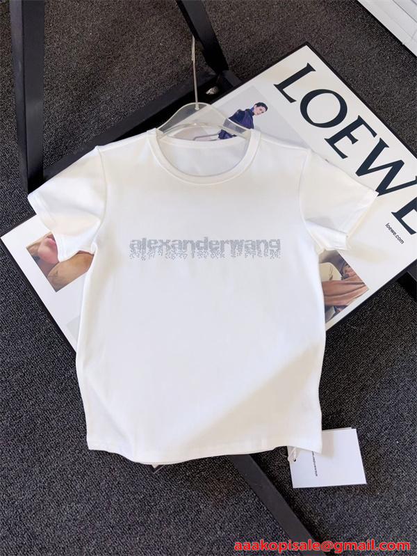 Alexander wang 半袖Tシャツ ロゴプリント アレキサンダーワン コピー スリムフィット ストリート 夏定番