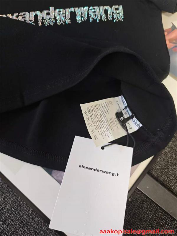 Alexander wang 半袖Tシャツ ロゴプリント アレキサンダーワン コピー スリムフィット ストリート 夏定番
