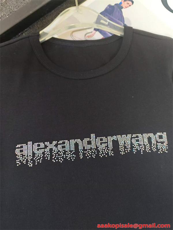 Alexander wang 半袖Tシャツ ロゴプリント アレキサンダーワン コピー スリムフィット ストリート 夏定番