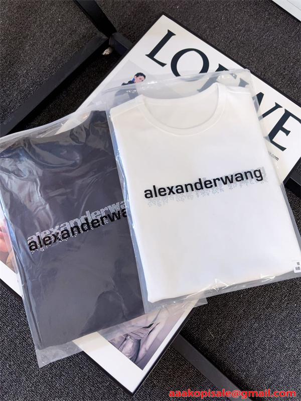 Alexander wang 半袖Tシャツ ロゴプリント アレキサンダーワン コピー スリムフィット ストリート 夏定番