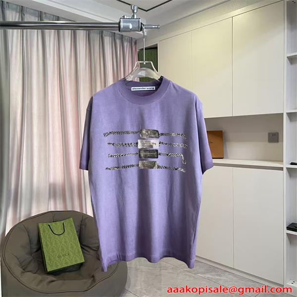 アレキサンダーワン コピー 半袖Tシャツ カラーロゴデザイン シンプル清潔感 夏カジュアル Alexander wang