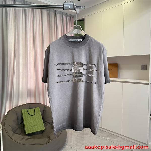 アレキサンダーワン コピー 半袖Tシャツ カラーロゴデザイン シンプル清潔感 夏カジュアル Alexander wang
