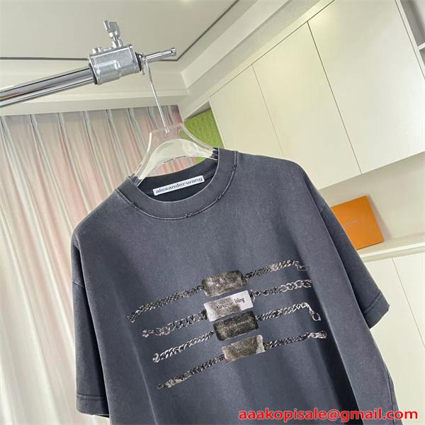 アレキサンダーワン コピー 半袖Tシャツ カラーロゴデザイン シンプル清潔感 夏カジュアル Alexander wang