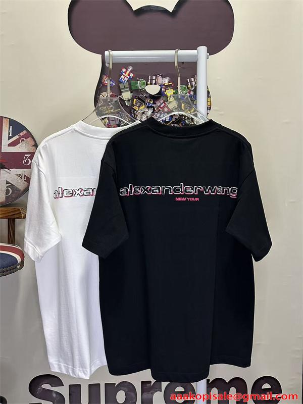 Tシャツ Alexander wang カラープリント アレキサンダーワン コピー クルーネック ゆったりシルエット カジュアル