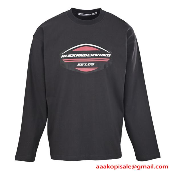 長袖Tシャツ スポーツ風ロゴ Alexander wang リラックスフィット デイリーウェア アレキサンダーワン コピー