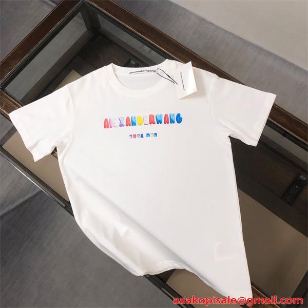 アレキサンダーワン コピー 半袖Tシャツ カラーロゴデザイン シンプル清潔感 夏カジュアル Alexander wang