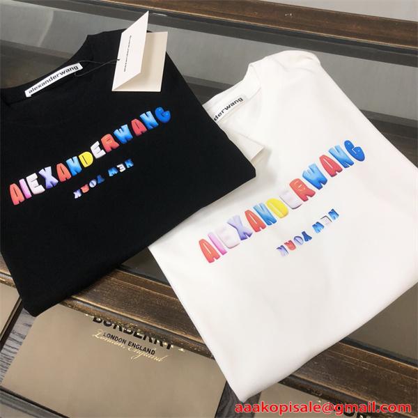 アレキサンダーワン コピー 半袖Tシャツ カラーロゴデザイン シンプル清潔感 夏カジュアル Alexander wang