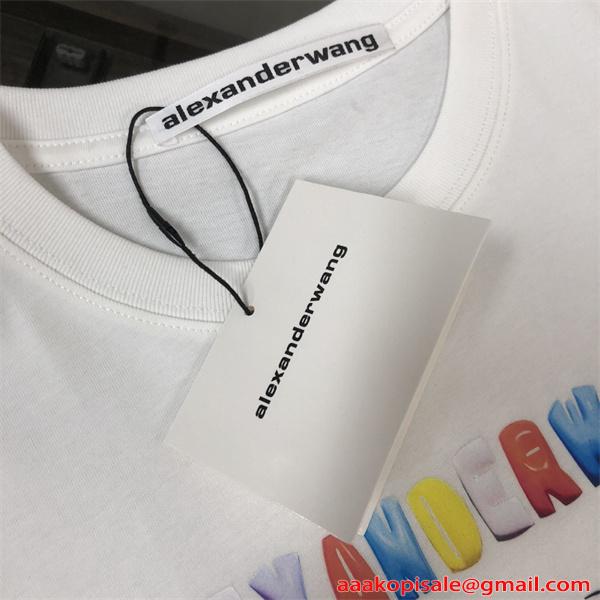 アレキサンダーワン コピー 半袖Tシャツ カラーロゴデザイン シンプル清潔感 夏カジュアル Alexander wang