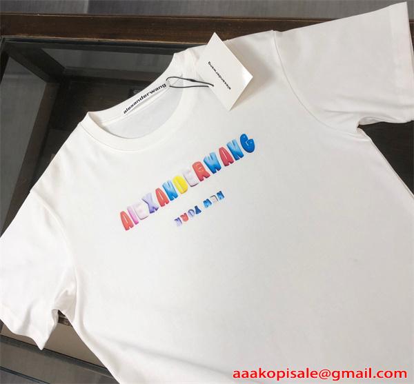 アレキサンダーワン コピー 半袖Tシャツ カラーロゴデザイン シンプル清潔感 夏カジュアル Alexander wang