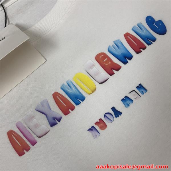 アレキサンダーワン コピー 半袖Tシャツ カラーロゴデザイン シンプル清潔感 夏カジュアル Alexander wang
