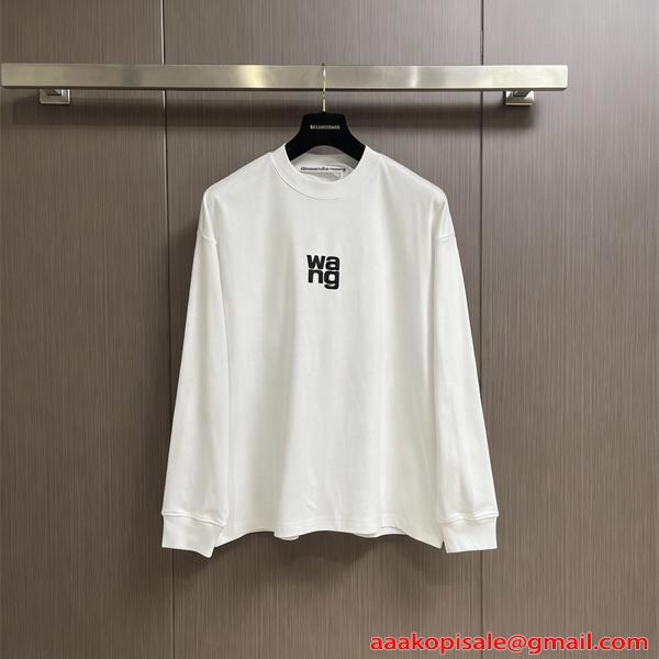 長袖Tシャツ Alexander wang ミニロゴ アレキサンダーワン コピー クリーンスタイル ゆったりシルエット 春秋
