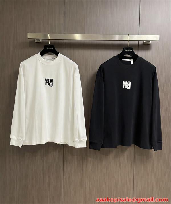 長袖Tシャツ Alexander wang ミニロゴ アレキサンダーワン コピー クリーンスタイル ゆったりシルエット 春秋