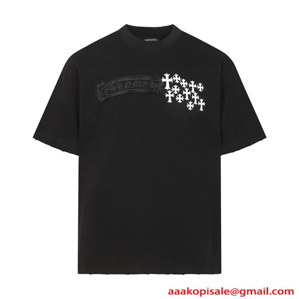 クロムハーツ コピー Chrome Hearts 26SS 半袖Tシャツ ブラック クロス