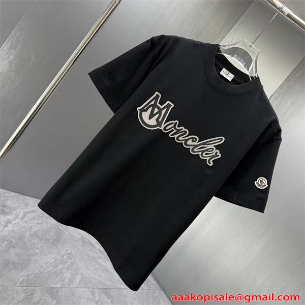Moncler コピー モンクレール 半袖Tシャツ ブラック フロントロゴ
