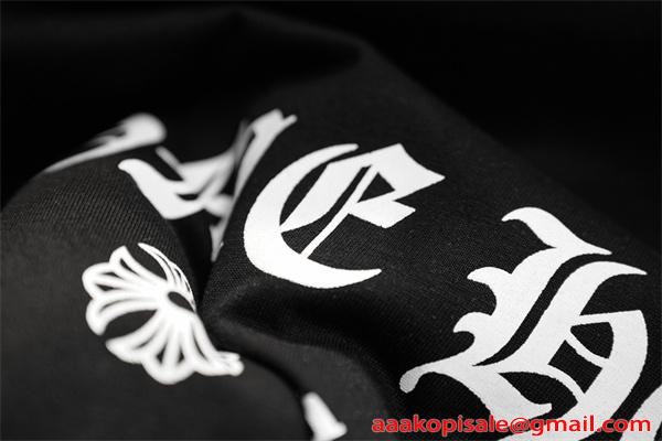  半袖Tシャツ 激安 クロムハーツ コピー ブラック ロゴプリント コットン素材 クルーネック ルーズフィット CHROME HEARTS 通気性 軽量 柔らかい ストリート 夏 