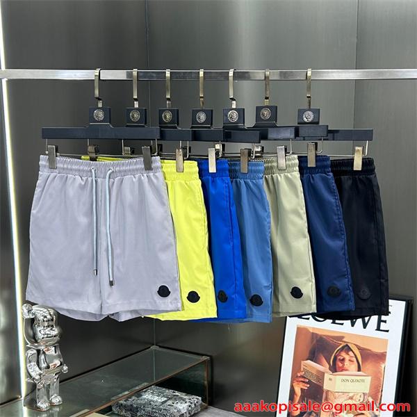 軽量速乾 ウエストゴム モンクレール コピー MONCLER ドローコード ロゴプリント 夏用 スポーツ カジュアル 