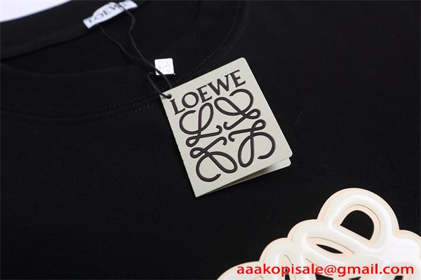激安 半袖Tシャツ メンズ ロエベ コピー LOEWE アナグラムロゴ 立体プリント クルーネック シンプル 高級感 コットン素材 夏