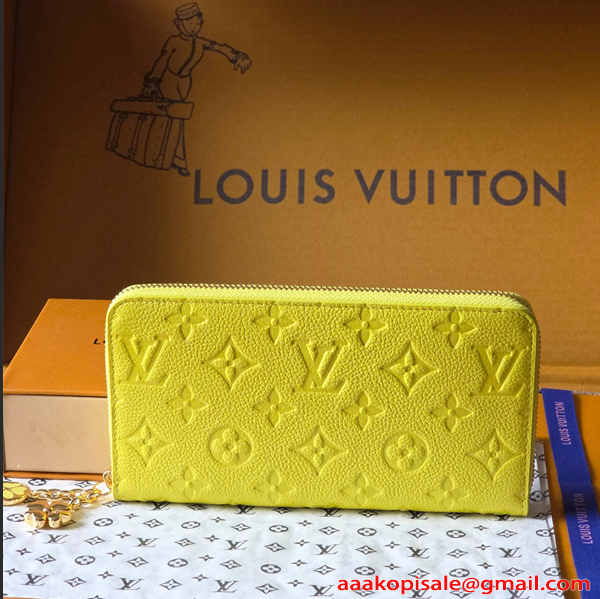 Louis Vuitton コピー ルイヴィトン M27504 長財布 モノグラムアンプラント イエロー ラウンドファスナー ゴールド金具 N級品  スリムウォレット 日本限定風
