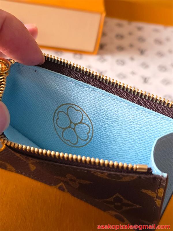Louis Vuitton コピー ルイヴィトン M27770 カードケース モノグラム ブルー配色 チャーム付き コインケース ファスナー N級品 コンパクト財布 日本限定風