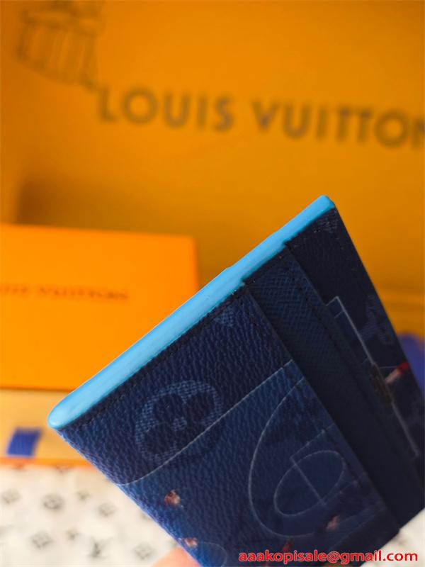 Louis Vuitton コピー ルイヴィトン M26804 カードケース ブルー モノグラム スポーツグラフィック スリムカードホルダー コンパクト財布 メンズ レディース