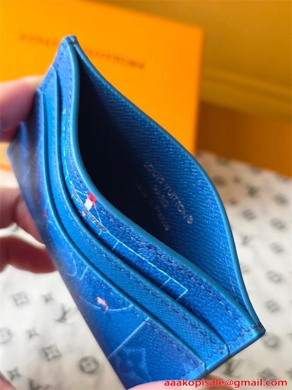 Louis Vuitton コピー ルイヴィトン M26804 カードケース ブルー モノグラム スポーツグラフィック スリムカードホルダー コンパクト財布 メンズ レディース