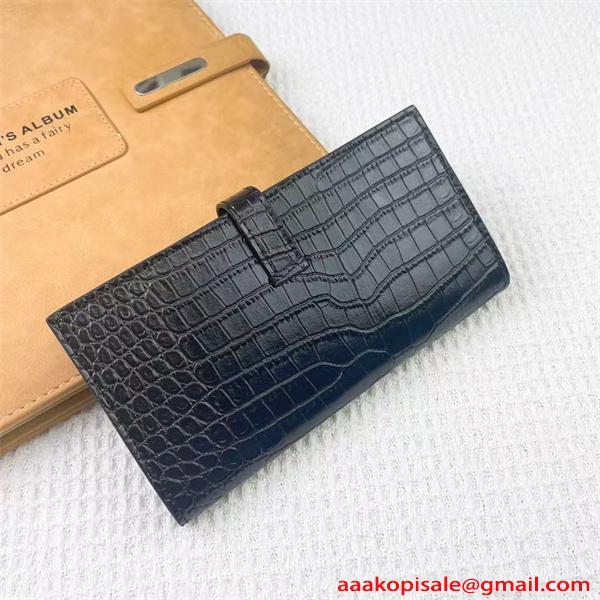 エルメス Hermes コピー クロコ型押し 長財布 H金具 ベアンウォレット 多色展開 レディース レザー 大容量 上品デザイン