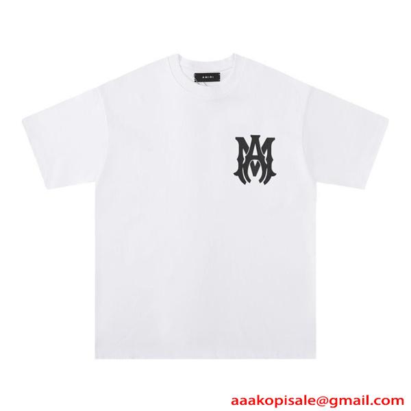 アミリ AMIRI コピー Tシャツ 半袖 メンズ バックロゴ フロントロゴ プリントT クルーネック ブラック ホワイト ストリート系