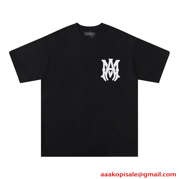 アミリ AMIRI コピー Tシャツ 半袖 メンズ バックロゴ フロントロゴ プリントT クルーネック ブラック ホワイト ストリート系