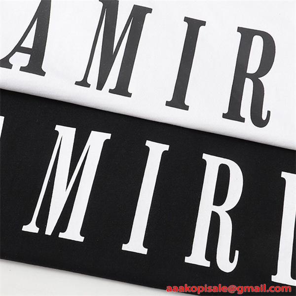 アミリ AMIRI コピー Tシャツ 半袖 メンズ バックロゴ フロントロゴ プリントT クルーネック ブラック ホワイト ストリート系