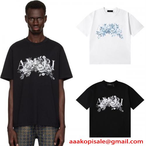 アミリ AMIRI コピー Tシャツ メンズ フラワーロゴ プリント 半袖