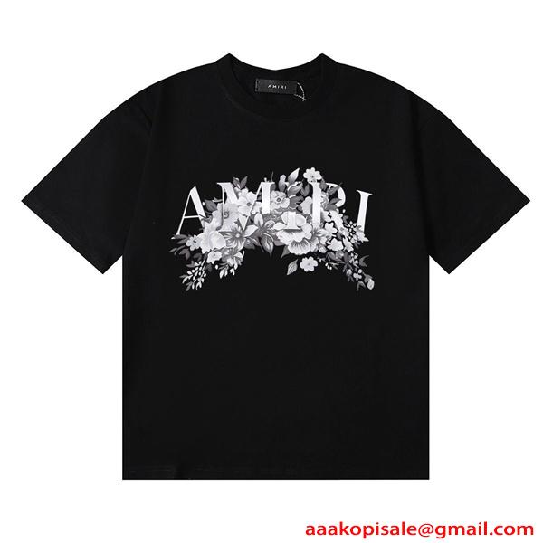 アミリ AMIRI コピー Tシャツ メンズ フラワーロゴ プリント 半袖