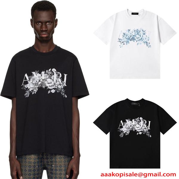 アミリ AMIRI コピー Tシャツ メンズ フラワーロゴ プリント 半袖
