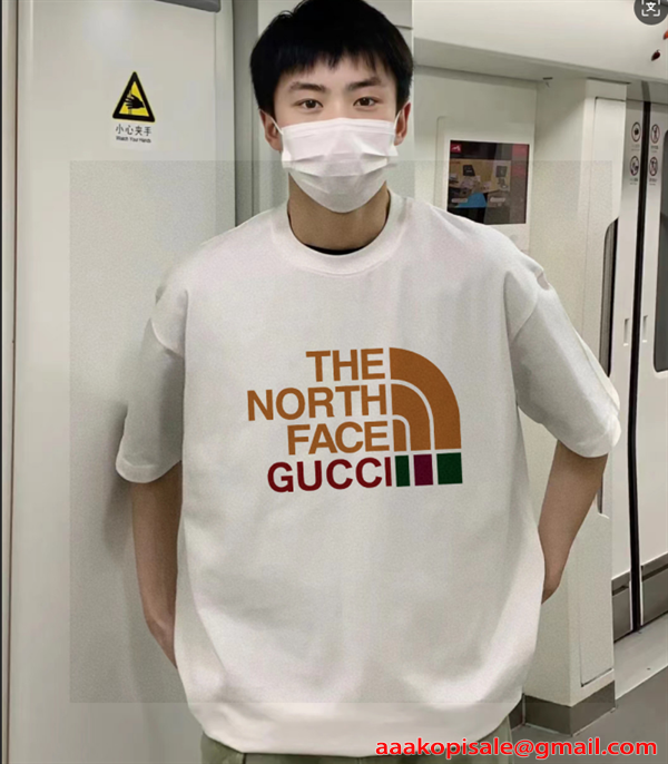 Gucci＆TNFコラボグッチtシャツコピー★2026激安ユニセックスオーバーサイズ上品オシャレコーデ