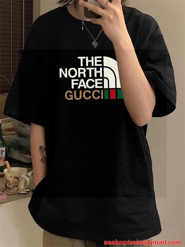 Gucci＆TNFコラボグッチtシャツコピー★2026激安ユニセックスオーバーサイズ上品オシャレコーデ