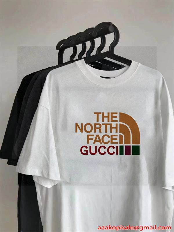 Gucci＆TNFコラボグッチtシャツコピー★2026激安ユニセックスオーバーサイズ上品オシャレコーデ