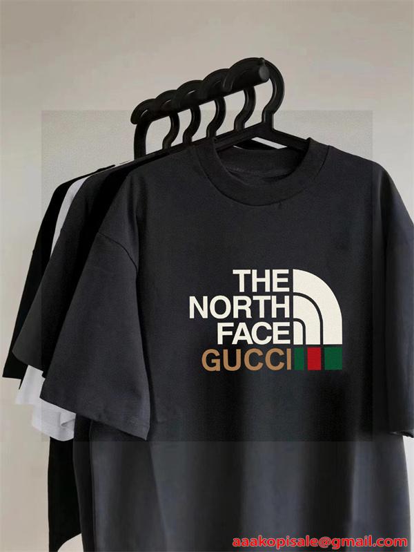 Gucci＆TNFコラボグッチtシャツコピー★2026激安ユニセックスオーバーサイズ上品オシャレコーデ