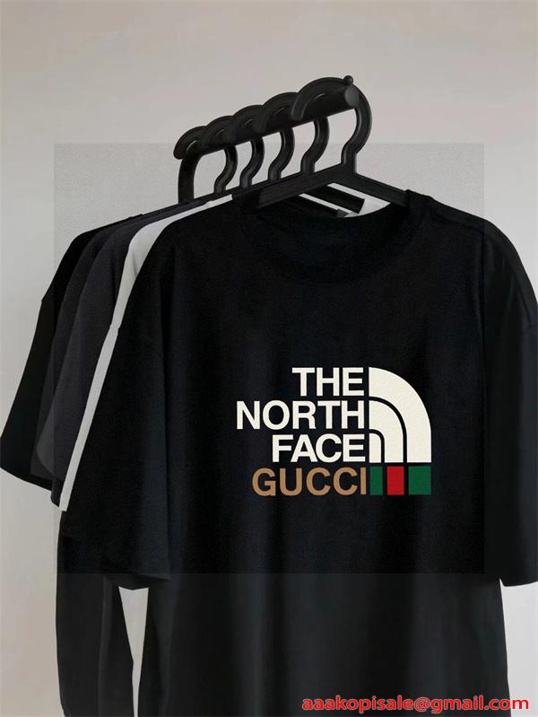 Gucci＆TNFコラボグッチtシャツコピー★2026激安ユニセックスオーバーサイズ上品オシャレコーデ