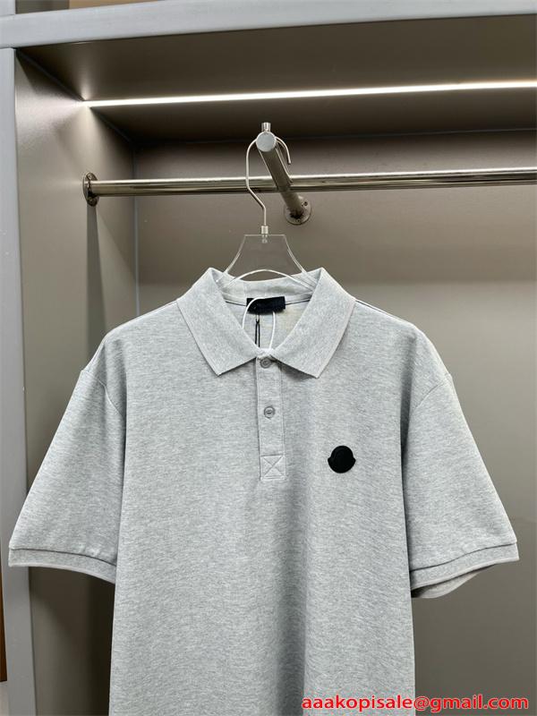  激安 メンズポロシャツ 半袖 トップス バックロゴプリント ワンポイント刺繍 上質素材 カジュアル モンクレール コピー MONCLER