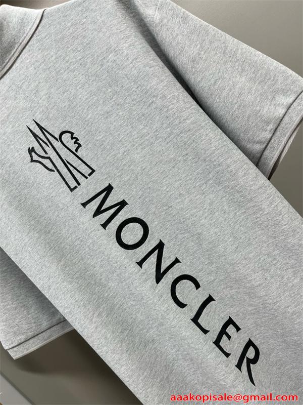  激安 メンズポロシャツ 半袖 トップス バックロゴプリント ワンポイント刺繍 上質素材 カジュアル モンクレール コピー MONCLER