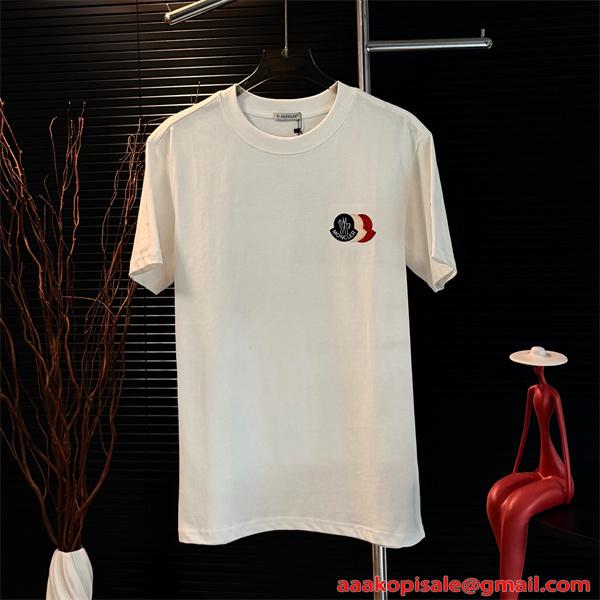 刺繍ロゴ モンクレール コピー コットン MONCLER 半袖Tシャツ 上質素材 シンプル 無地調 ルーズフィット メンズ レディース