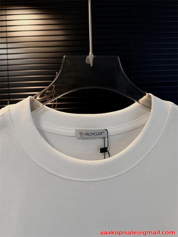 刺繍ロゴ モンクレール コピー コットン MONCLER 半袖Tシャツ 上質素材 シンプル 無地調 ルーズフィット メンズ レディース
