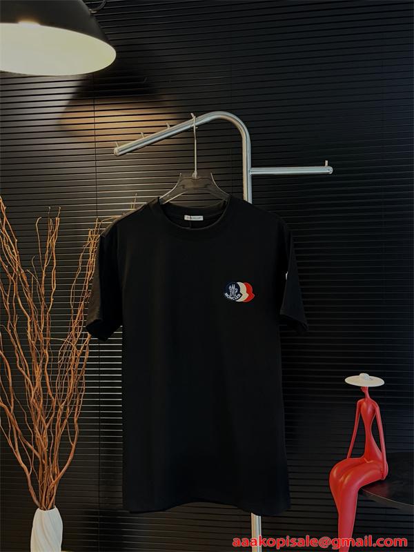 刺繍ロゴ モンクレール コピー コットン MONCLER 半袖Tシャツ 上質素材 シンプル 無地調 ルーズフィット メンズ レディース