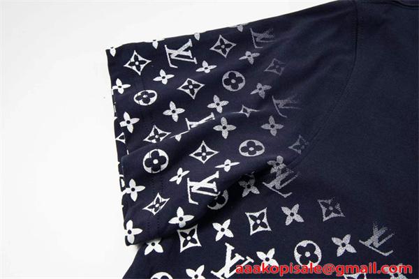 モノグラム 切替 コットン 半袖Tシャツ グラデーション風 上質素材 ルーズフィット メンズ レディース ルイヴィトン コピー Louis Vuitton