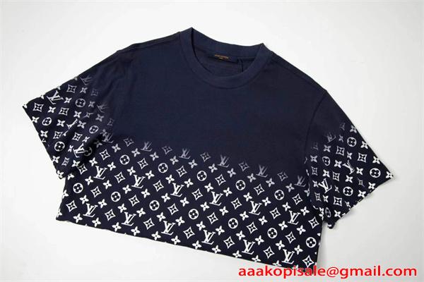 モノグラム 切替 コットン 半袖Tシャツ グラデーション風 上質素材 ルーズフィット メンズ レディース ルイヴィトン コピー Louis Vuitton