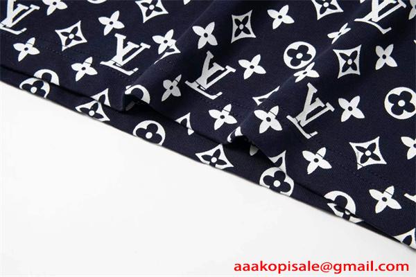 モノグラム 切替 コットン 半袖Tシャツ グラデーション風 上質素材 ルーズフィット メンズ レディース ルイヴィトン コピー Louis Vuitton