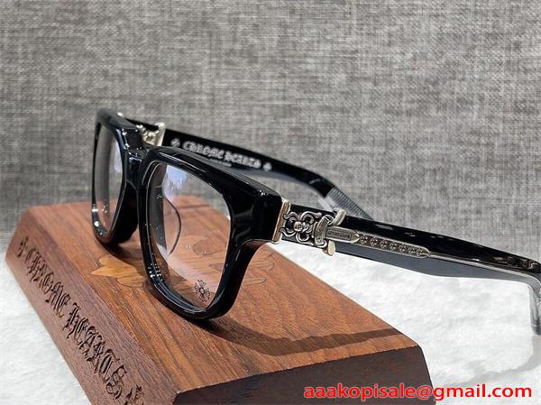 クロムハーツ Chrome Hearts Vagillionaire コピー メガネ フレーム メンズ レディース スクエア 太縁 ブラック シルバー装飾 高級アイウェア